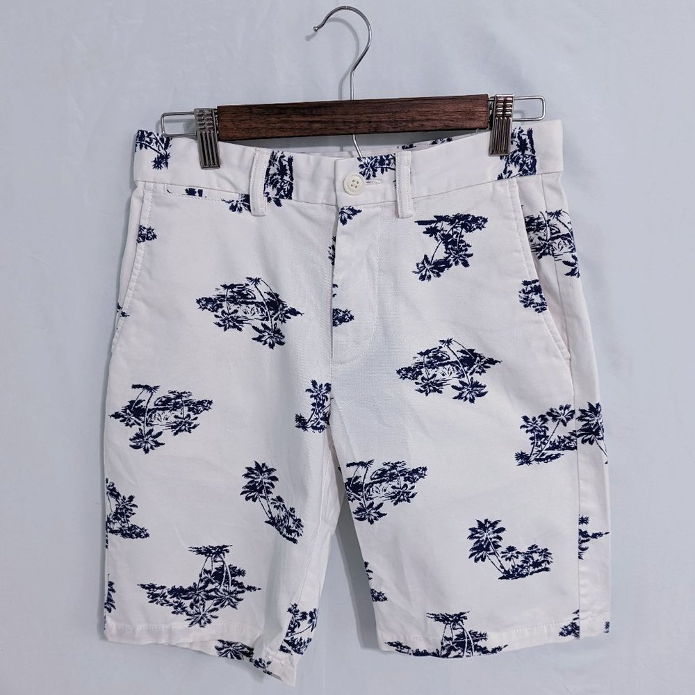 Old Navy Mens Ultimate Slim Hawaiian Shorts White Palm Tree Print 28 Waist
